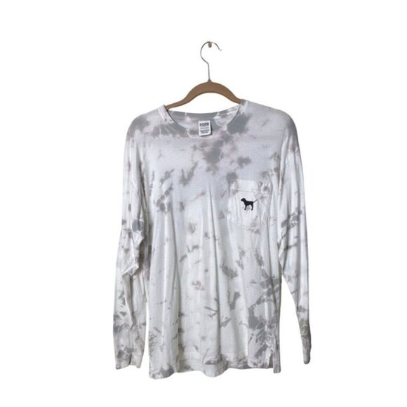 PINK Victorias Secret Long Sleeve Tie-Dye Shirt With Dog Logo - Picture 1 of 4